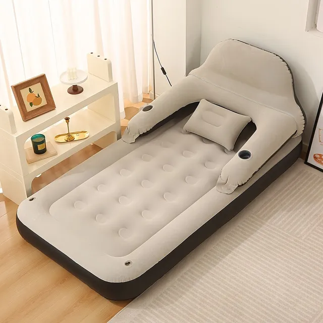 Inflatable bed with headrest and pillows - Comfortable bed and seat in one