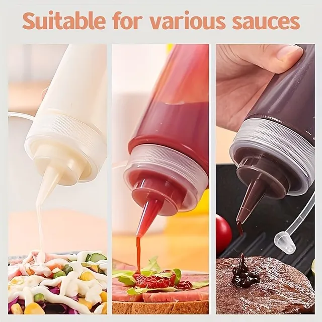 6pc Bottle for dressings with cap and measuring cup, repeatedly applicable