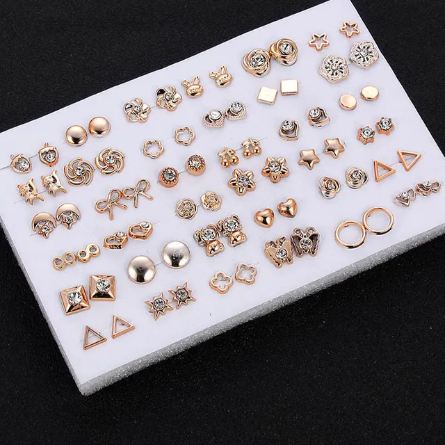 Set of small ladies cute earrings - 36 pairs