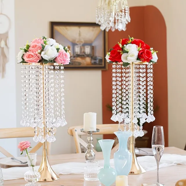 2 pièces Vases de Mariage en Cristal - Longs et Luxueux