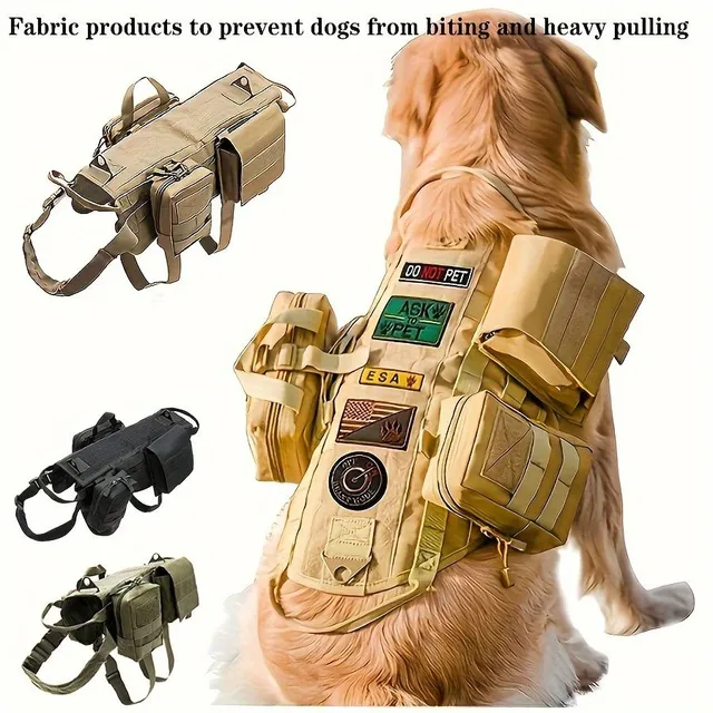 Tactical training harness for dog - robust, adjustable, without pulling