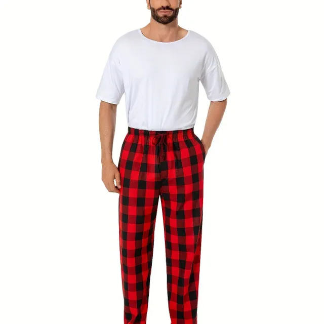 Męskie spodnie Pajama w prostym stylu z wzorcem Cube