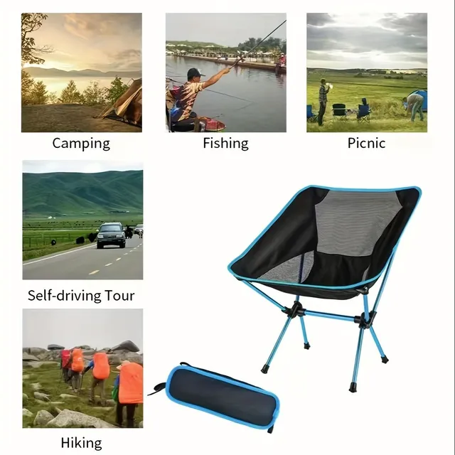 Scaun lună pliabil portabil detașabil - Ideal pentru camping, plajă, pescuit