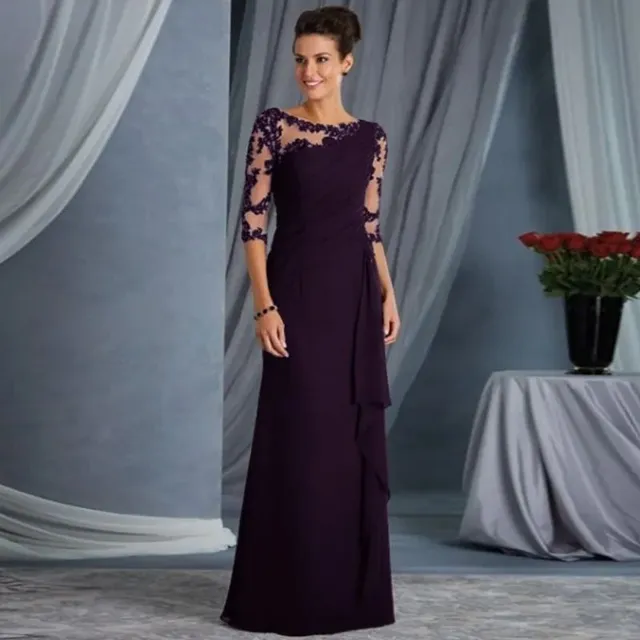 Elegant ladies dress with long sleeves and round neckline Semi