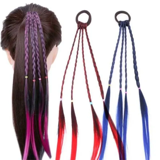Rubber band with hair extensions braids