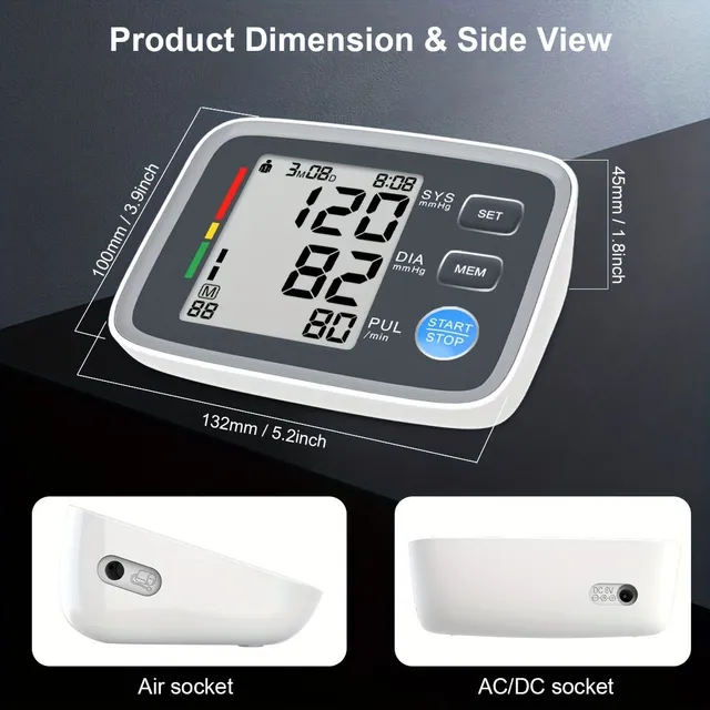 1pc Automatic arm pressure meter with digital display and adjustable cuff for home use (Batteries not included)