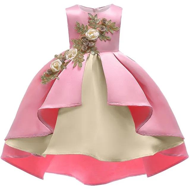 Dievčenské luxusné princeznovské šaty na svadbu Růžová 3 roky
