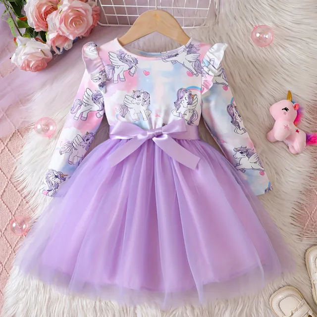 Christmas girls Tutu dress with tulle and long sleeves - elegant and festive dress for girls