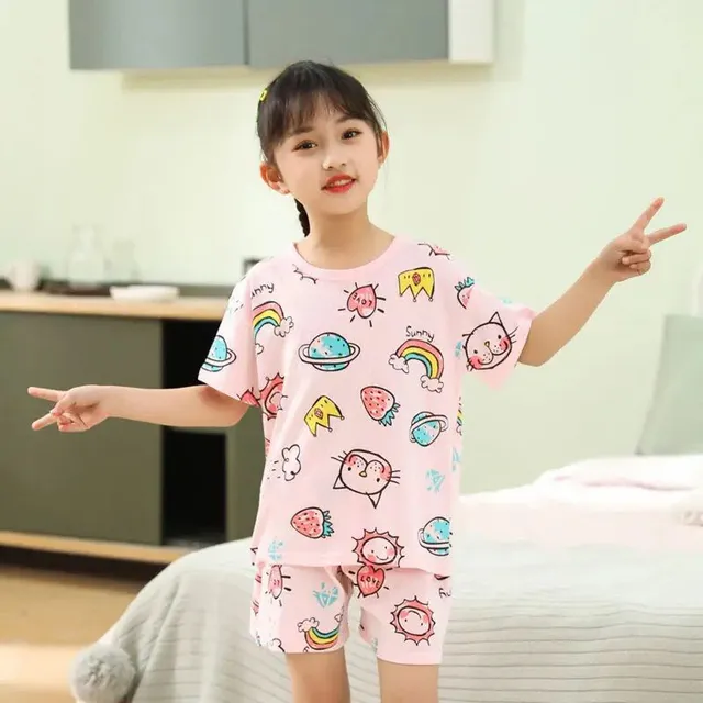 Baby cotton pajamas with short sleeves for boys and girls