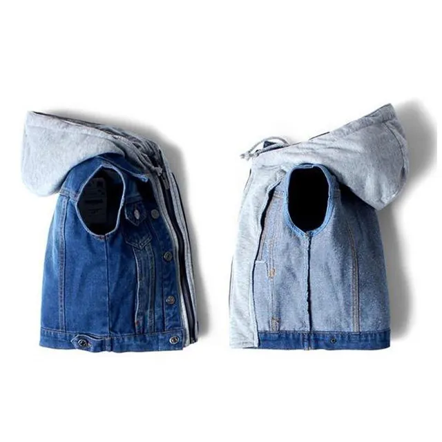 Children's denim vest with hood