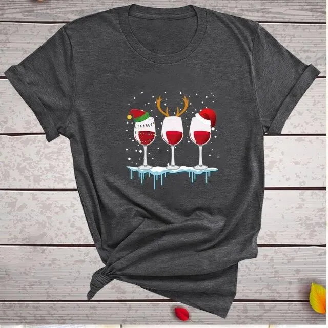 T-shirt de Noël avec vin