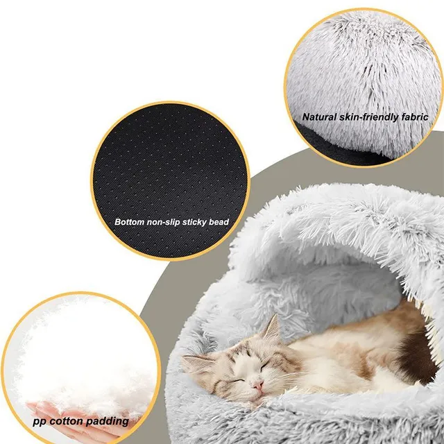 Pelíšek pro kočky a malé psy 1 ks - útulný, částečně uzavřený, pro pohodlí a soukromí vašeho mazlíčka