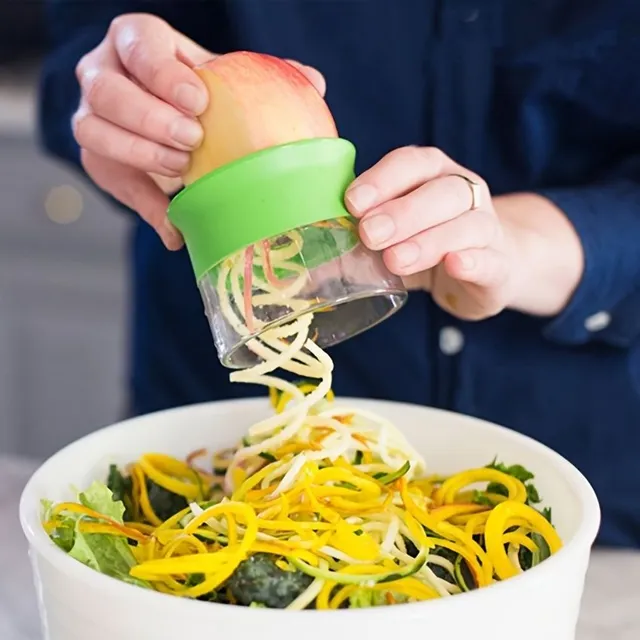 Multifunctional hand-held spiral vegetable slicer for potatoes and pickles