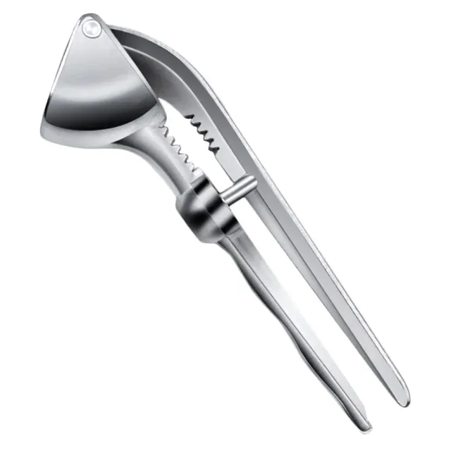 Multifunctional garlic press, filler and juicer with stainless steel surface