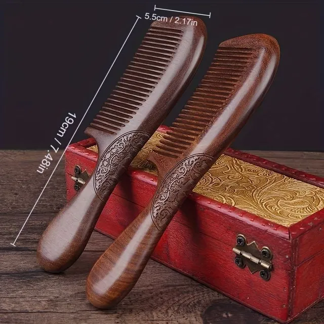 Durable wooden double-sided ridge of sandalwood for combing and styling hair