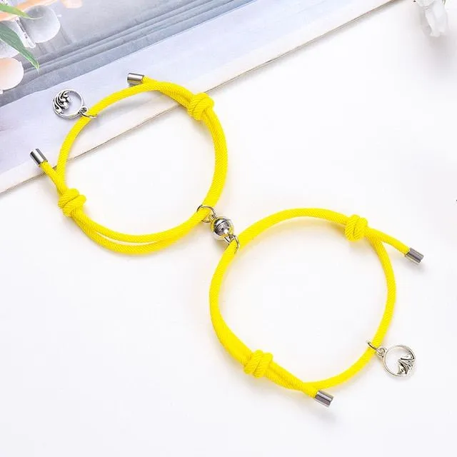 Magnetic string bracelet for couples 2 pcs