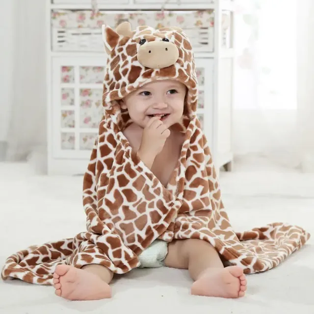 Children's towel with hood in cute animal design