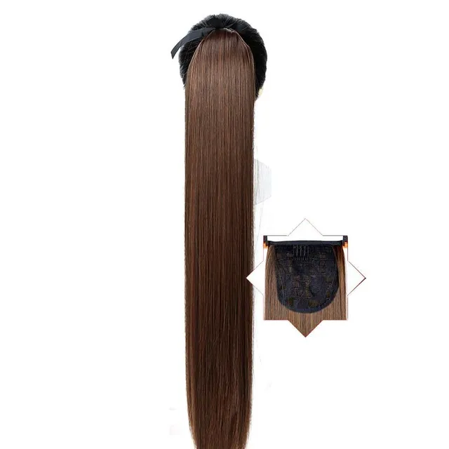 Long synthetic hair with a drawstring for fastening the ponytail - various variations