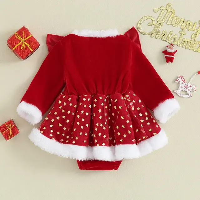 Christmas stuffed overal for newborns and toddlers with long sleeve and star printing