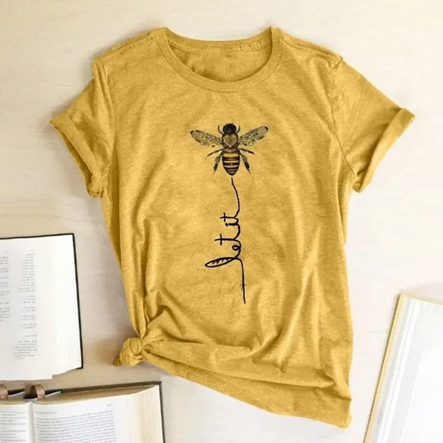 Women's stylish short sleeve T-shirt with Let It Bee print