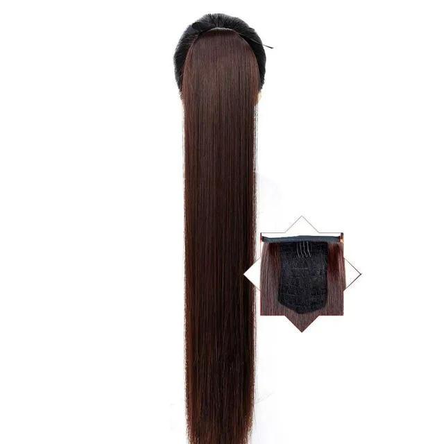 Long synthetic hair with a drawstring for fastening the ponytail - various variations