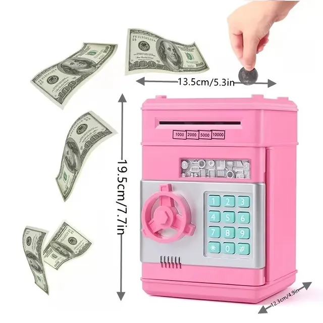 Pink electronic ATM box for children