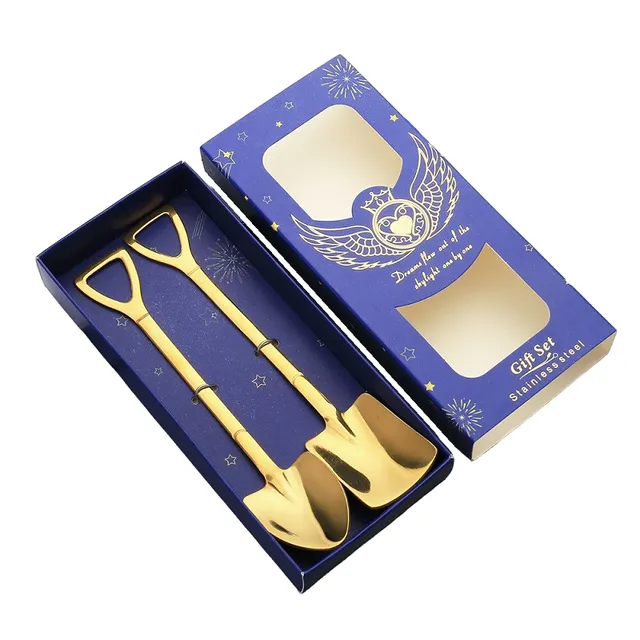 Shovel and spade spoons in gift box