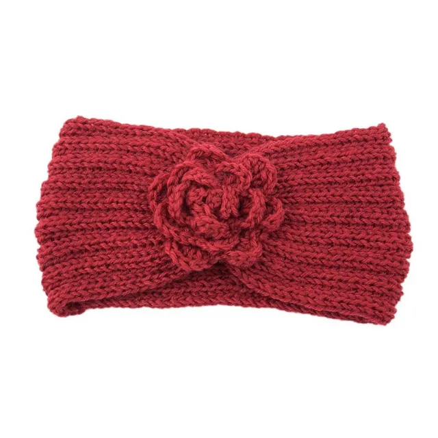 Women's winter knitted headband with flower