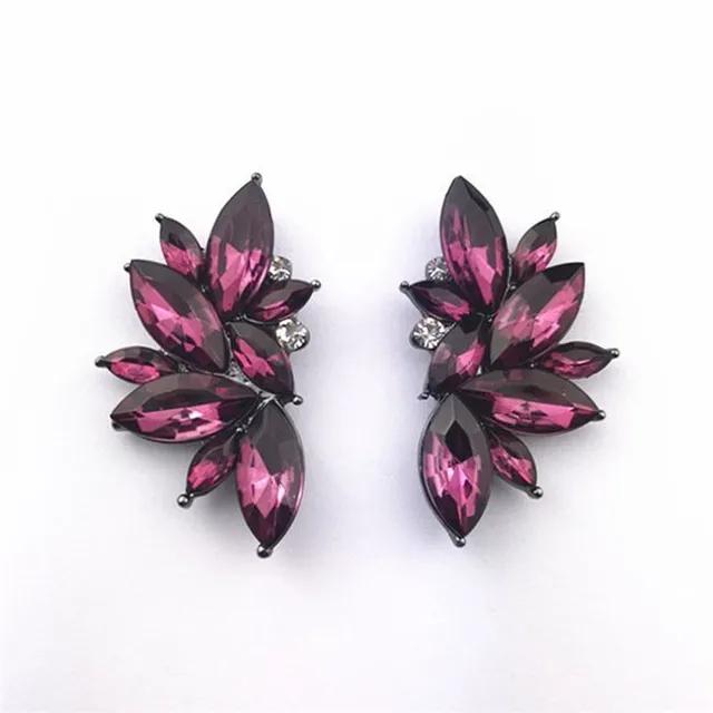 Extravagant shiny earrings with rhinestones