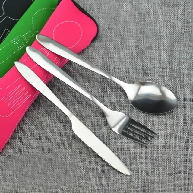 Set of stainless steel cutlery - 3 pcs + case