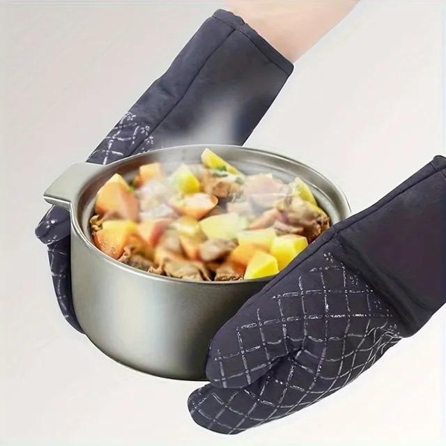 Silicone mitten and pot mat, reinforced heat-resistant gloves and insulated mat, Proslip kitchen gloves