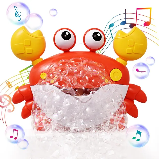 Krabí bublifuk do vany vhodný k foukání bublin a přehrávání 12 dětských písniček s doprovodem zpěvu do koupele
