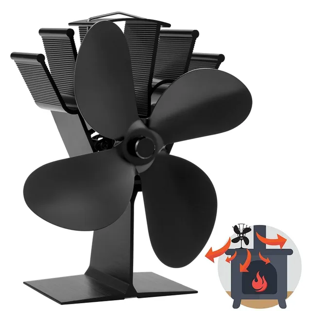 Heat-powered stove fan, energy-saving, 4 blades