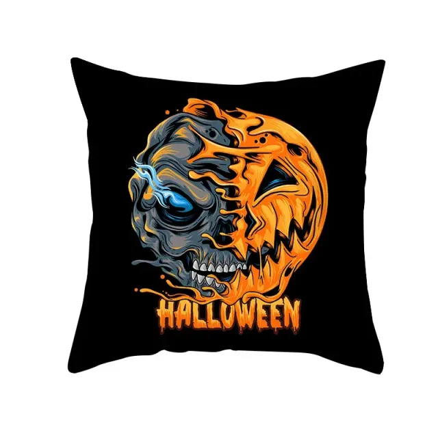 Autumn pillowcase with motive Sugar Skull for Halloween and Day of the Dead