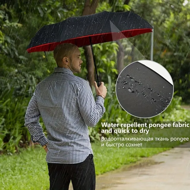 Men's reinforced automatic umbrella with windproof vinyl cover