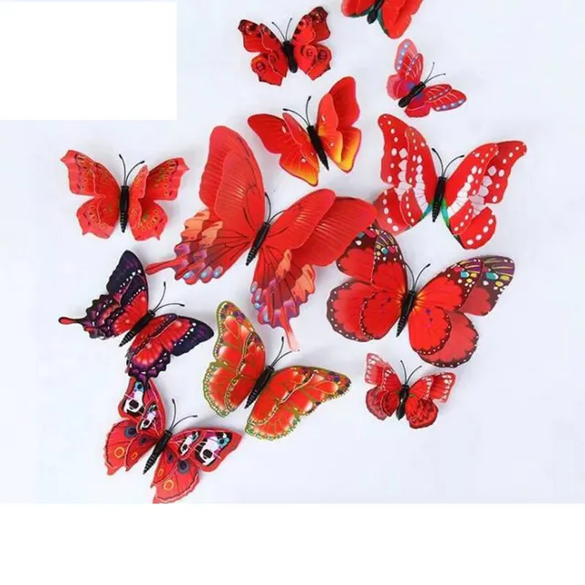 Sada dekorativních barevných motýlků - 12 ks