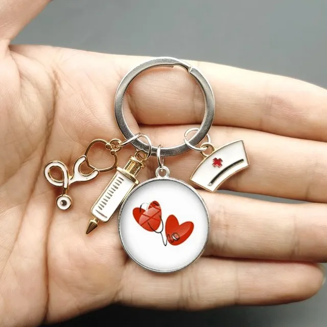 Original keychain with motif of doctors and nurses