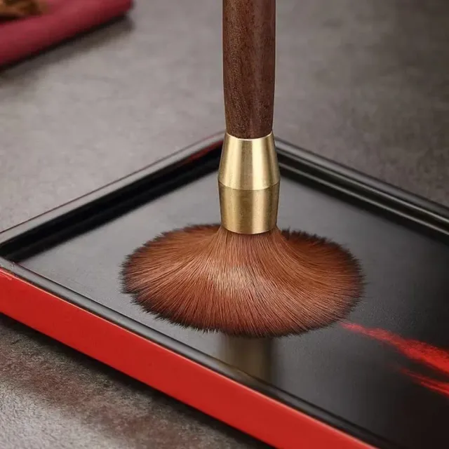 Brush for cleaning coffee from a grinder with wooden handle