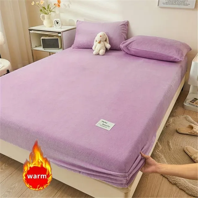 Cearceaf elastic din catifea pentru pat cu saltea groasă, extra călduros și moale