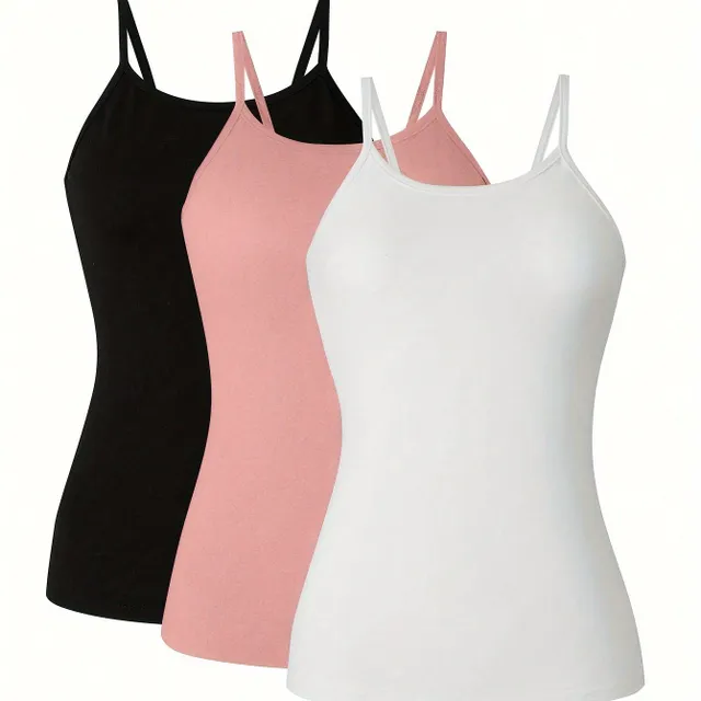 Women's Top with Thin Straps, 3 pieces in a pack, Basic tank top for every day