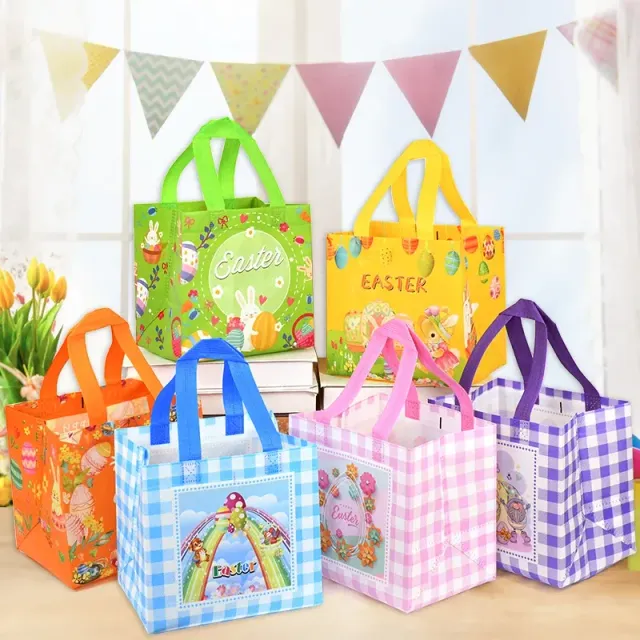 Large-night gift bag made of nonwoven fabric with rabbit motif