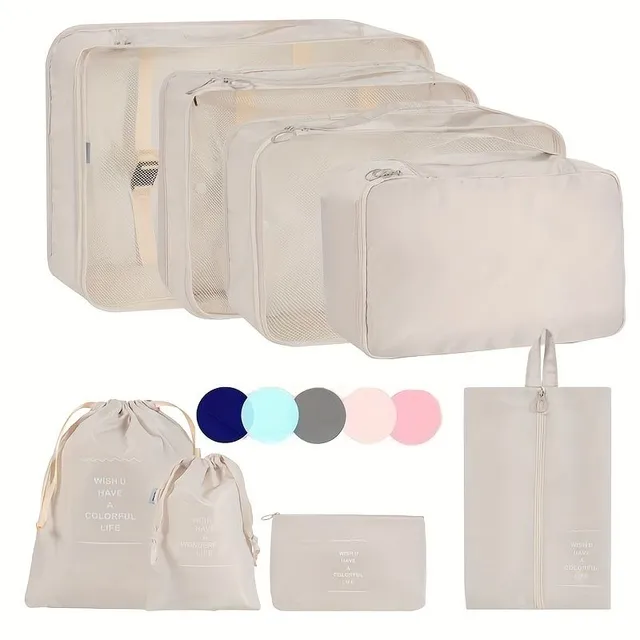 8 szt. Light travel organizers na odzieży walizkowej, przestronne,