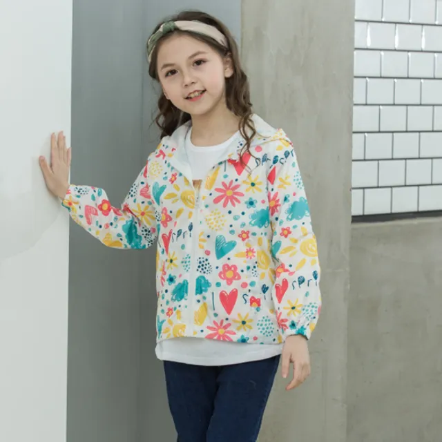 Girls spring and autumn windbreakers with hood