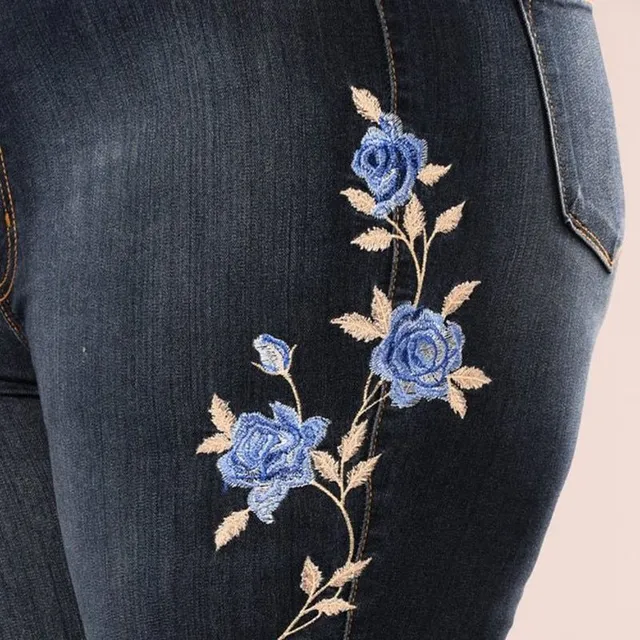 Women's fashion skinny jeans with Delaney embroidery