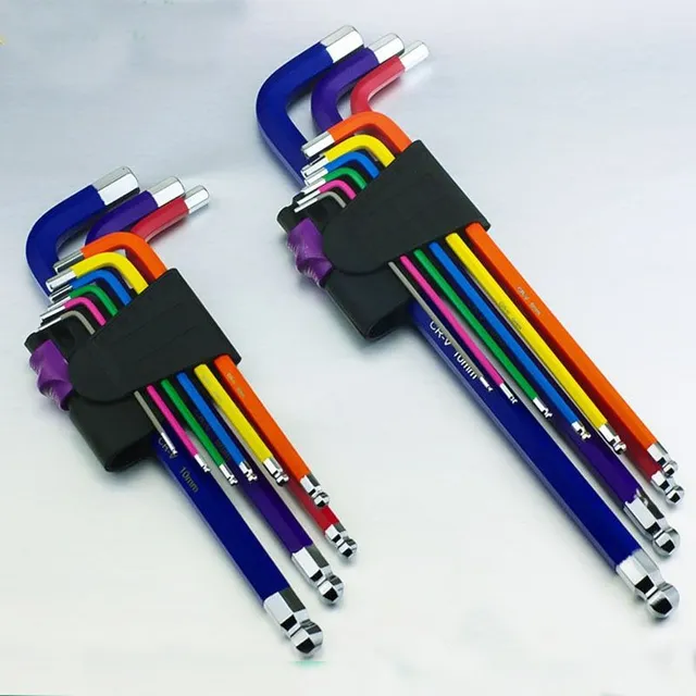 Set of color coded hexagon keys imbus