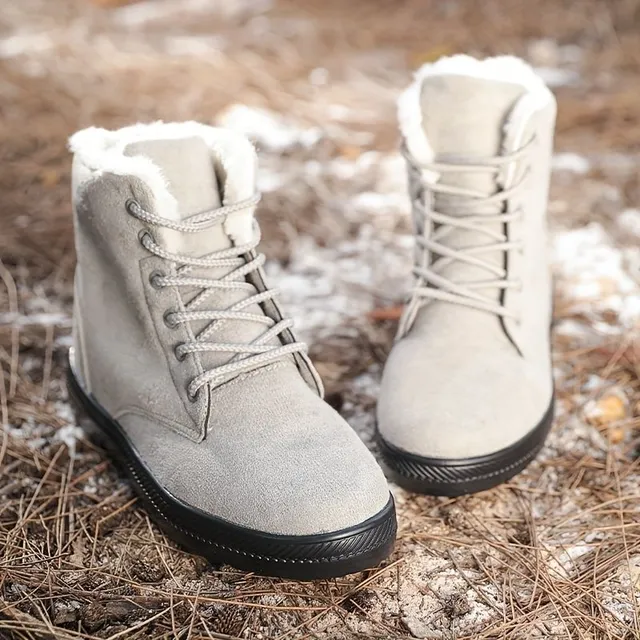 Women's winter shoes, waterproof, slippery, heated, medium height, comfortable, monochrome - for women