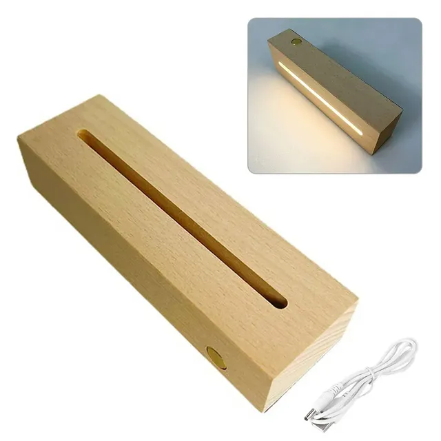 Wooden lamp with LED lighting and color rectangular display