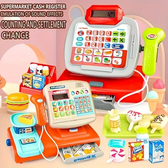Sada Hraček Pro Děti Z Supermarketu - Multifunkční S Kalkulačkou A Simulací Plateb