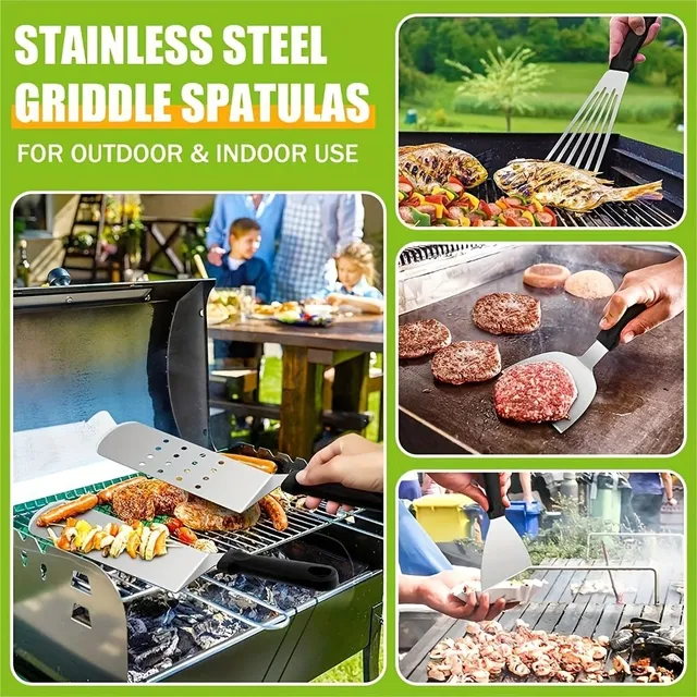 Barbecue set 3v1 of stainless steel - scraper, swivel and pliers for grill/floor