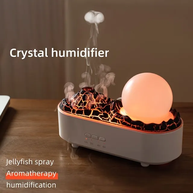 Humidificateur d'air en cristal blanc avec effet de flamme simulée